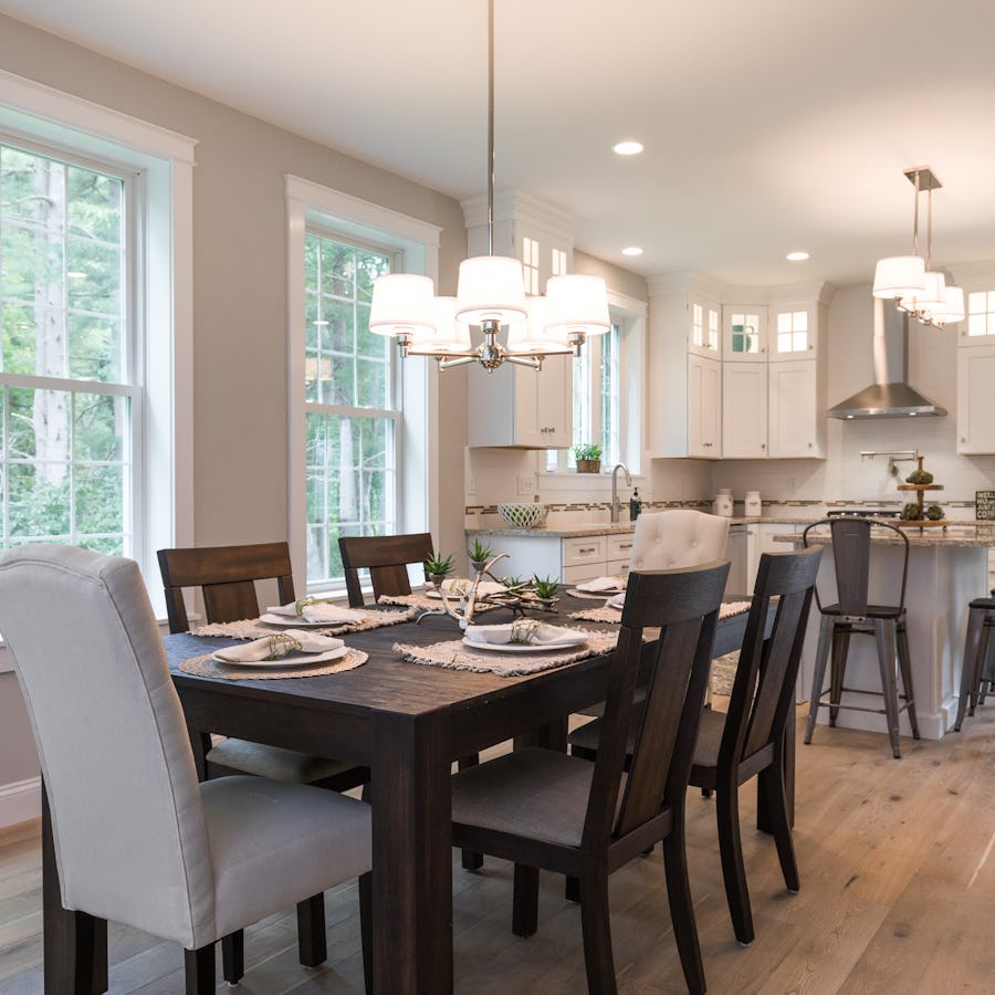open concept kitchen and dining in new homw